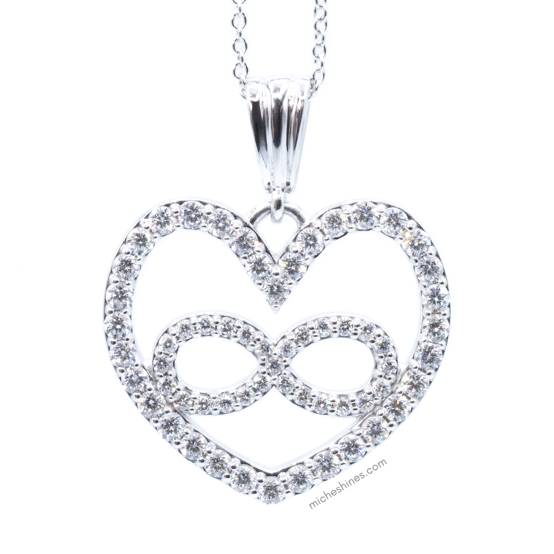 Heart of Infinity Pendant on Necklace centered on white background