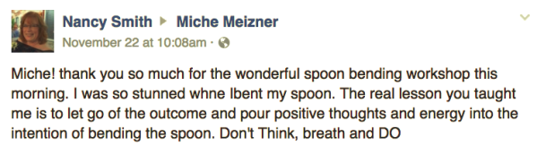 Thank you message from spoonbending webinar participant.